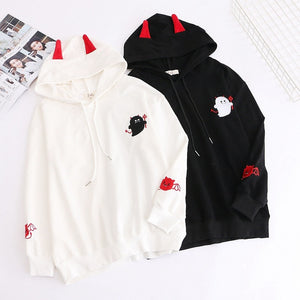 Girl Little Devil Horns Gothic Hooded Sweatshirts